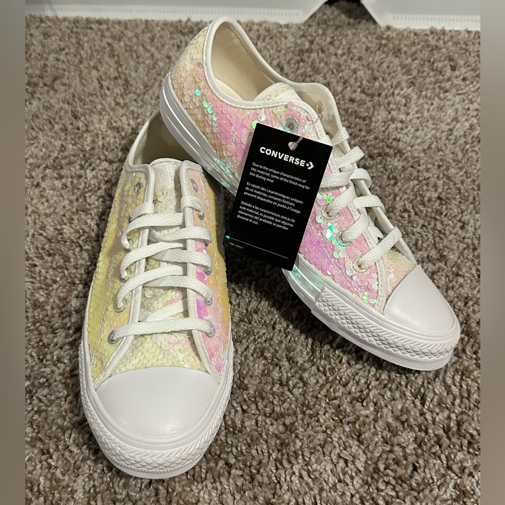 Converse Sequin Sneakers - White and Iridescent
